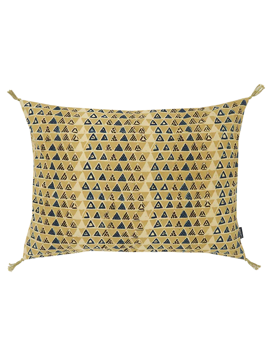 Coussin Caravane - Ajrak triangle curcuma